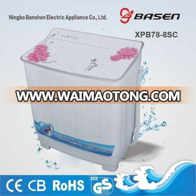 7.8kg semi automatic twin tub washing machine with glass cover washer and dryer